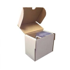 Open BCW 5 inch storage box for magnetics and semi-rigid number 2 card holders partially filled with semi-rigid card holders