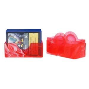 Spectrum Prism Deck Case - 50 CT - Carnelian Red, opened and showcasing a Lorcana deck 
