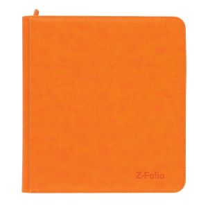 Z-Folio 12-Pocket Album - Orange, front image closed. Showcasing the leatherette cover. 
