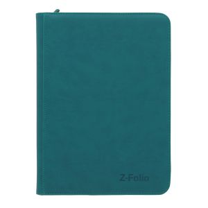 BCW Z-Folio 9-Pocket Album - Teal front of binder, closed. 
