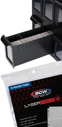 BCW Card Category products, including the BCW 6 Drawer Card Catalog and LaserWeld 9-Pocket pages